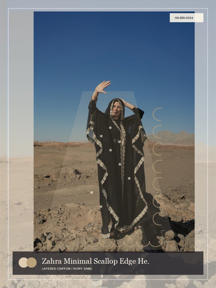 Zahra Minimal Scallop Edge Heritage Abaya