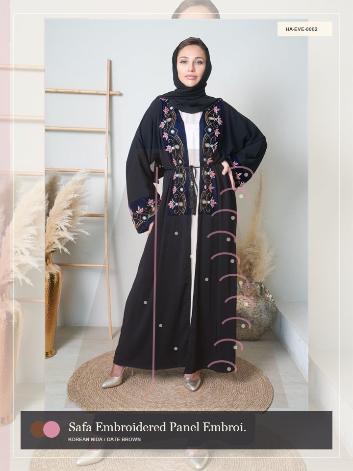 Safa Embroidered Panel Embroidery Dawn Abaya