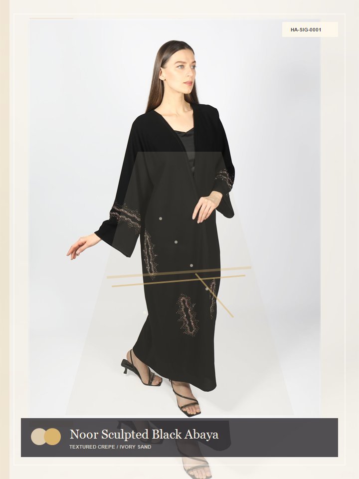 Noor Sculpted Black Abaya