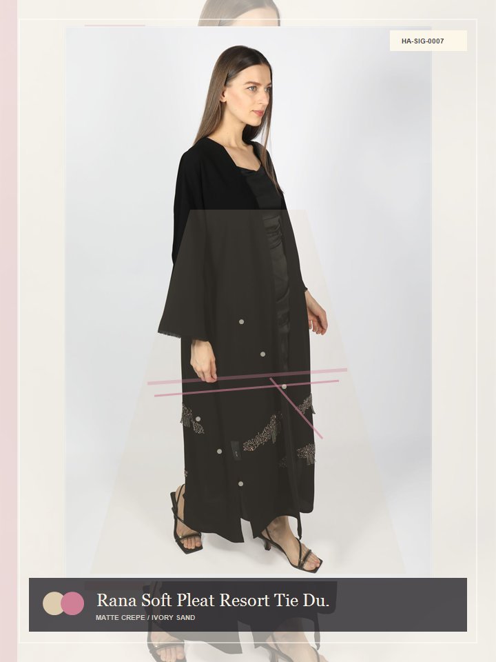 Rana Soft Pleat Resort Tie Dune Abaya